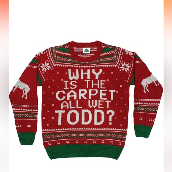 Why is The Carpet All Wet Todd Ugly Christmas Sweater - Picture 1 of 6